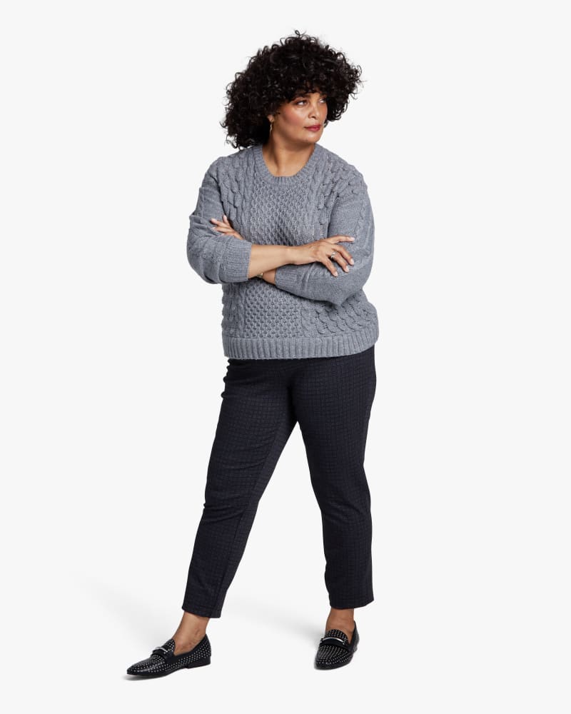 Plus size model with rectangle body shape wearing Ariel Cozy Stitch Sweater by East Adeline | Dia&Co | dia_product_style_image_id:113185